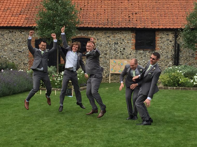 Burst frame 2: the group springing upwards
